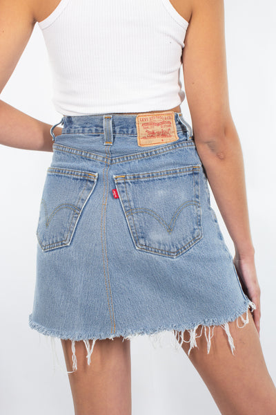 Levis Denim Skirt in Light-Mid Blue | 8 Sizes | 24" 25" 26" 27" 28" 29" 30" 31"