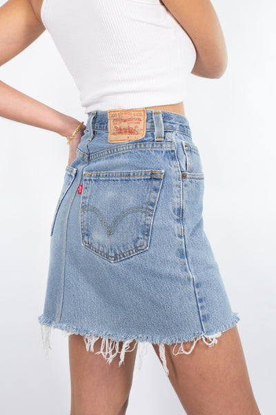 Levis Denim Skirt in Light-Mid Blue | 8 Sizes | 24" 25" 26" 27" 28" 29" 30" 31"