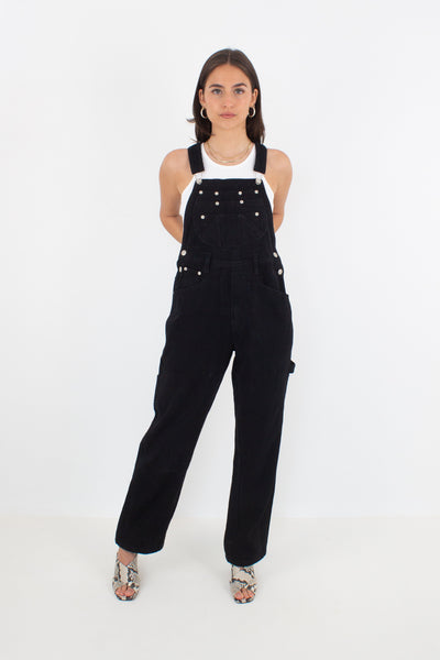 Long Black Denim Overalls - Eagle - Size XS/S