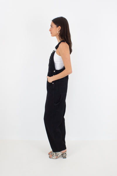 Long Black Denim Overalls - Eagle - Size XS/S