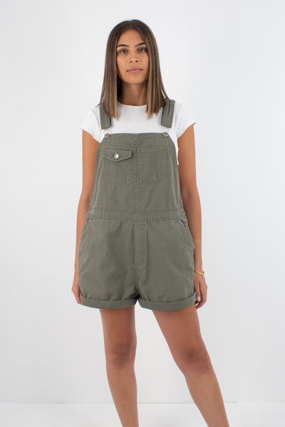 Khaki Short Denim Overalls - 3 Sizes M, L & XL