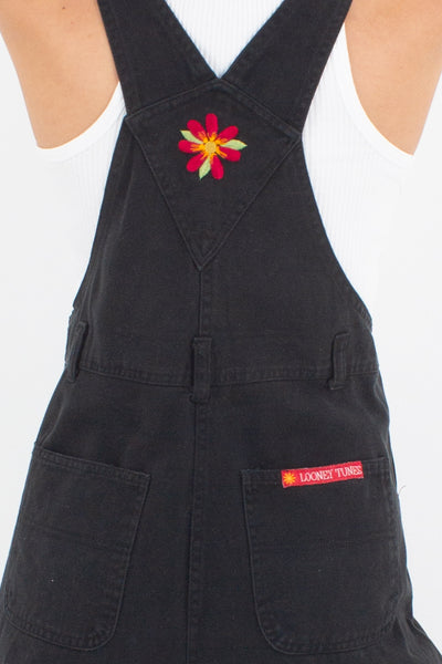 Tweety Bird Looney Tunes Long Black Denim Overalls - Size S/M