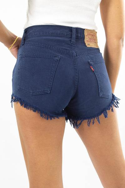 Levis Denim Shorts 501 - Navy Blue - Size S / 28"