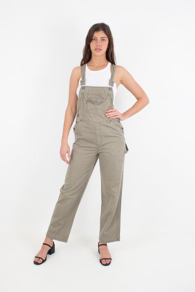 Light Brown Long Denim Overalls - Size S