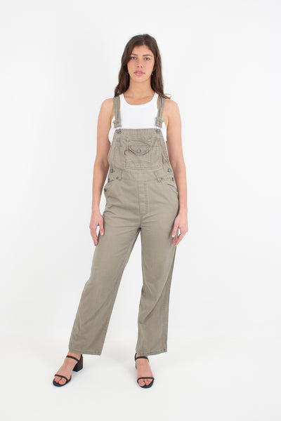 Light Brown Long Denim Overalls - Size S