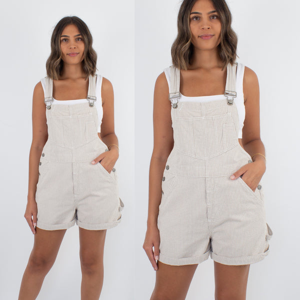 Light Brown & White Check Overalls - 2 Sizes S & M