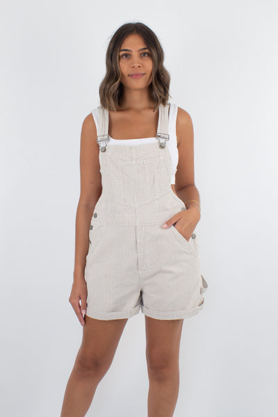 Light Brown & White Check Overalls - 2 Sizes S & M