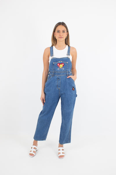 Tweety Bird Long Blue Denim Overalls with Patches - Size S