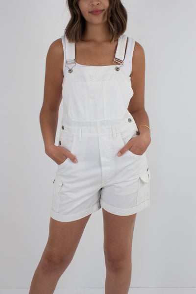 White Denim Overalls - Size S