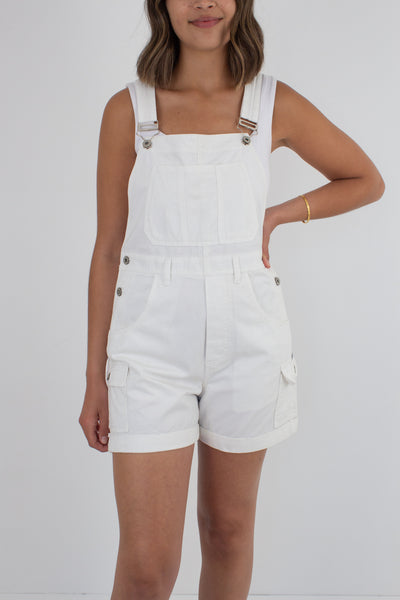 White Denim Overalls - Size S