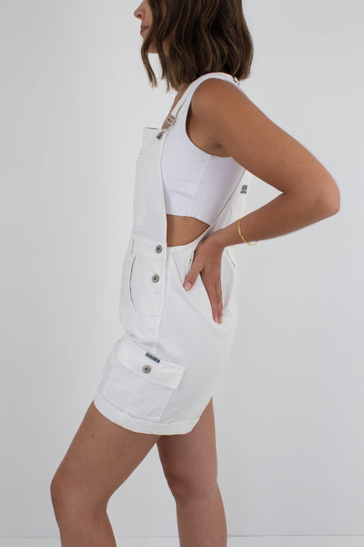 White Denim Overalls - Size S