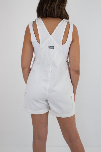 White Denim Overalls - Size S