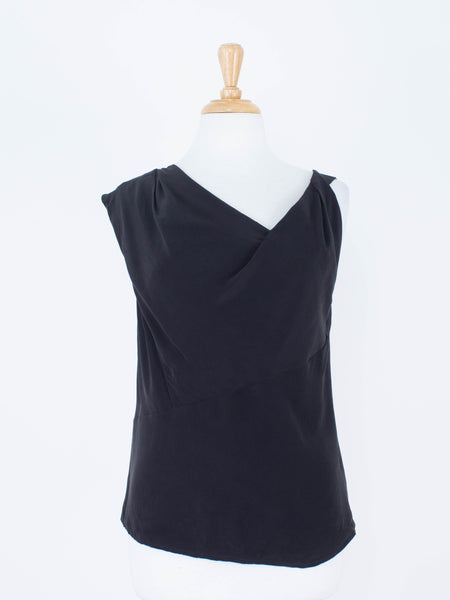 Black Asymmetrical Silk Blouse | 3 Sizes - XS, S & M