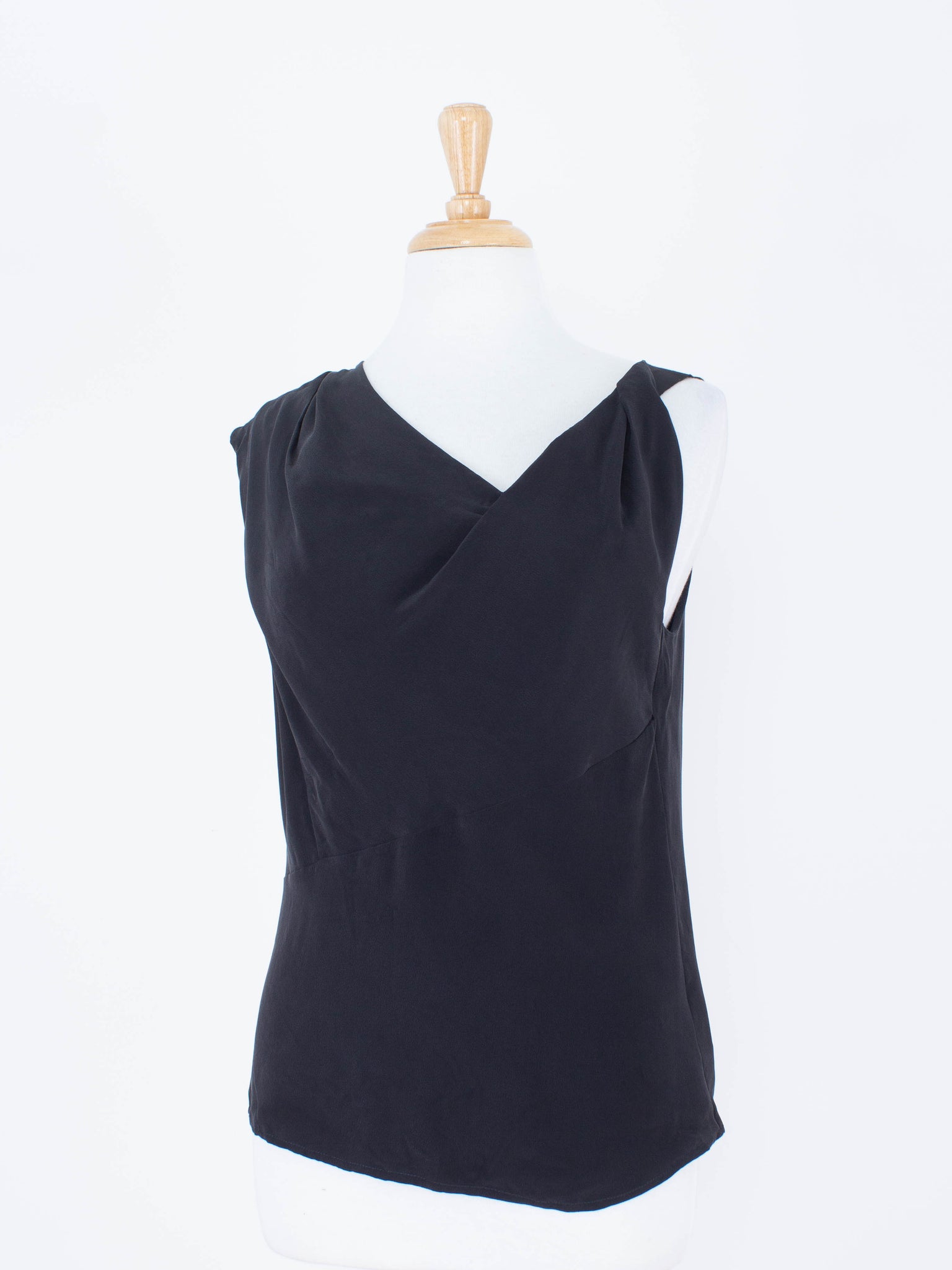 Black Asymmetrical Silk Blouse | 3 Sizes - XS, S & M
