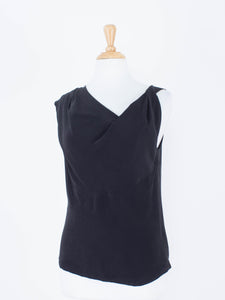 Black Asymmetrical Silk Blouse | 3 Sizes - XS, S & M