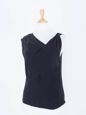Black Asymmetrical Silk Blouse | 3 Sizes - XS, S & M