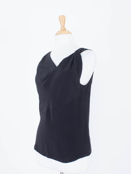Black Asymmetrical Silk Blouse | 3 Sizes - XS, S & M