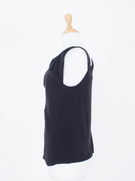 Black Asymmetrical Silk Blouse | 3 Sizes - XS, S & M