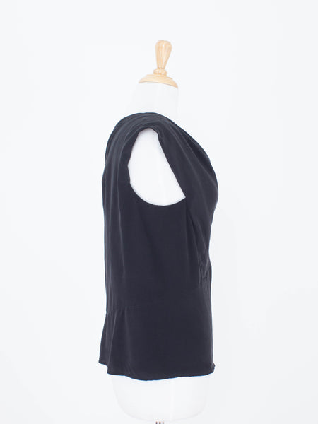 Black Asymmetrical Silk Blouse | 3 Sizes - XS, S & M