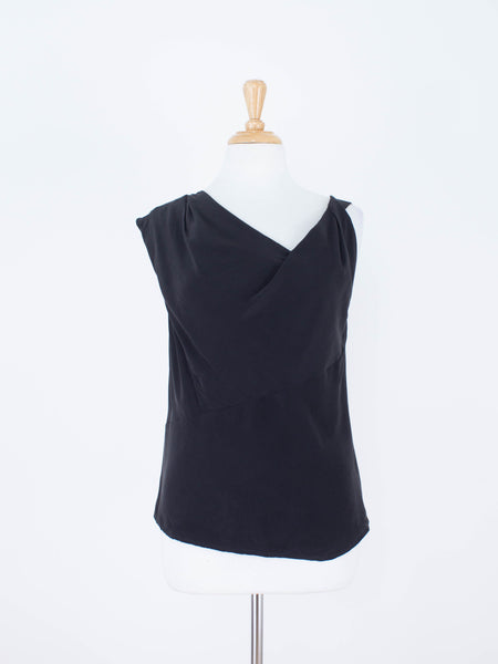 Black Asymmetrical Silk Blouse | 3 Sizes - XS, S & M