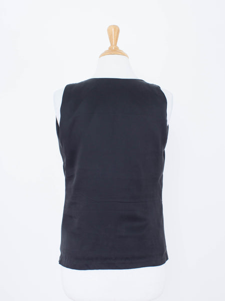 Black Silk Bubble Neck Drape Blouse - Satin Suede Silk | 3 Sizes - XS, S & M