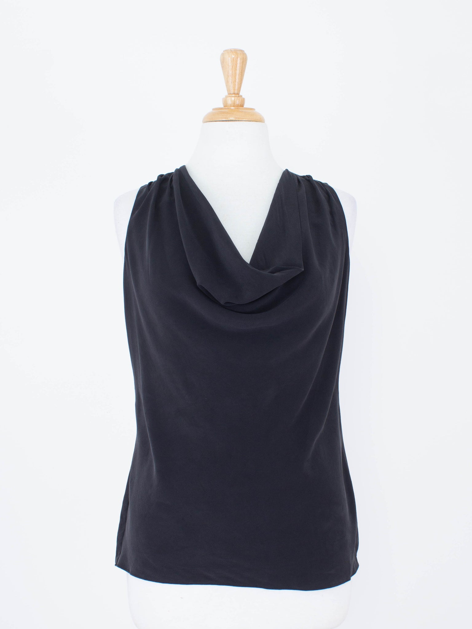 Black Silk Drape Cowl Neck Blouse | 3 Sizes - XS, S & M