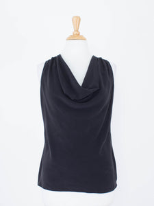 Black Silk Drape Cowl Neck Blouse | 3 Sizes - XS, S & M