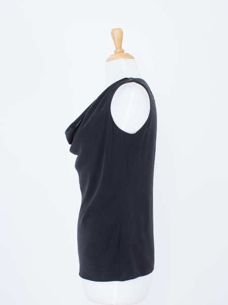 Black Silk Drape Cowl Neck Blouse | 3 Sizes - XS, S & M