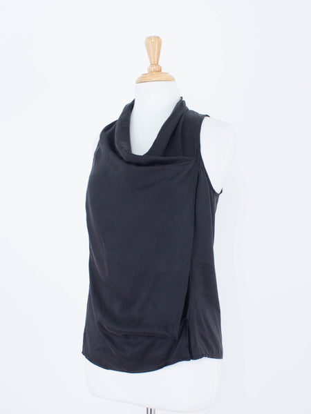 Black Silk Cowl Neck Wrap Blouse | 3 Sizes - XS, S & M