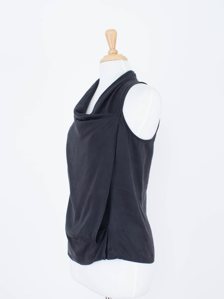 Black Silk Cowl Neck Wrap Blouse | 3 Sizes - XS, S & M
