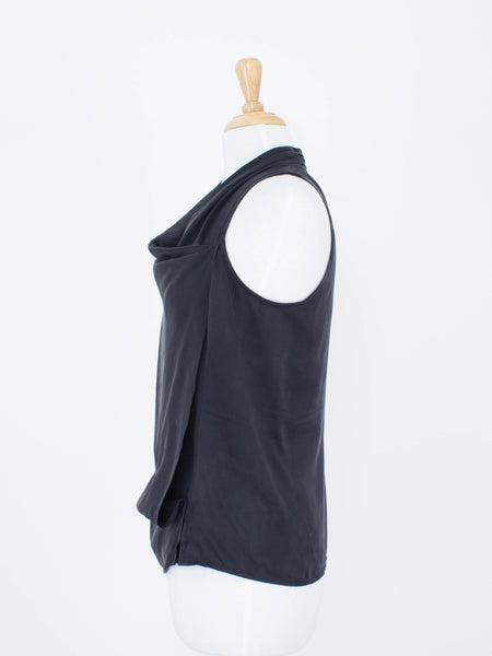 Black Silk Cowl Neck Wrap Blouse | 3 Sizes - XS, S & M