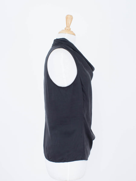 Black Silk Cowl Neck Wrap Blouse | 3 Sizes - XS, S & M