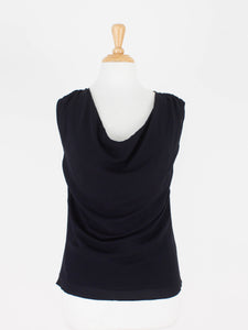 Black Silk Gathered Cowl Neck Blouse | 3 Sizes - XS, S & M