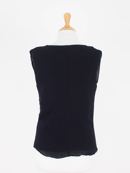 Black Silk Gathered Cowl Neck Blouse | 3 Sizes - XS, S & M