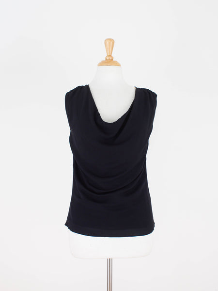Black Silk Gathered Cowl Neck Blouse | 3 Sizes - XS, S & M