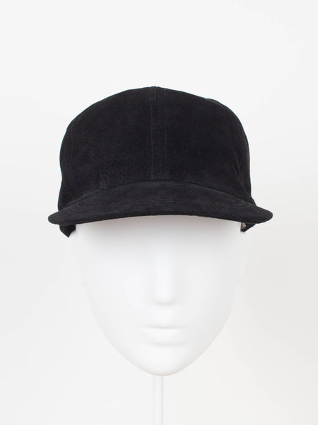 90s Black Suede Baseball Cap - One Size