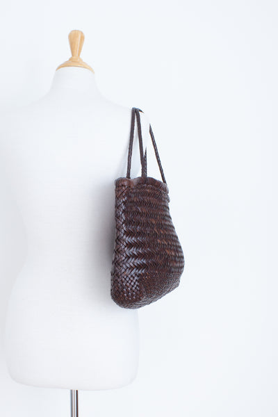 70s Braided Brown Leather Bag - Rectangle
