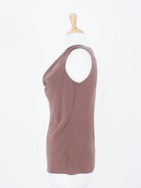 Brown Silk Drape Cowl Neck Blouse | 3 Sizes - XS, S & M