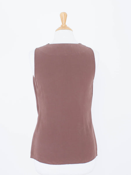 Brown Silk Drape Cowl Neck Blouse | 3 Sizes - XS, S & M