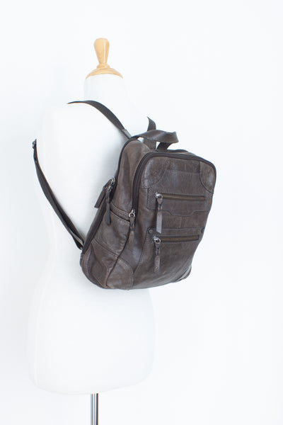 Distressed Brown Leather Backpack - Colorado