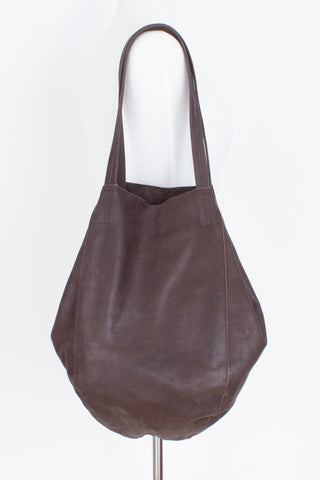 Brown Leather Shoulder Bucket Tote Bag