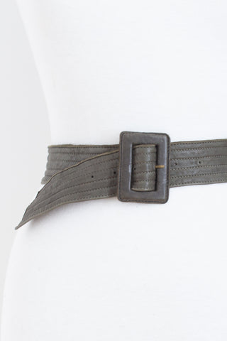 Dark Olive Green Soft Leather Belt - Size 26"-29" / S