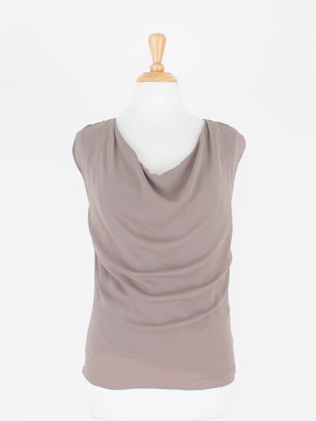 Black Silk Gathered Cowl Neck Blouse | 3 Sizes - XS, S & M