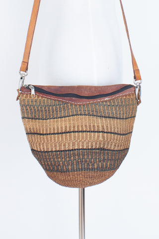 African Sisal Market Bag - Tan, Brown & Grey