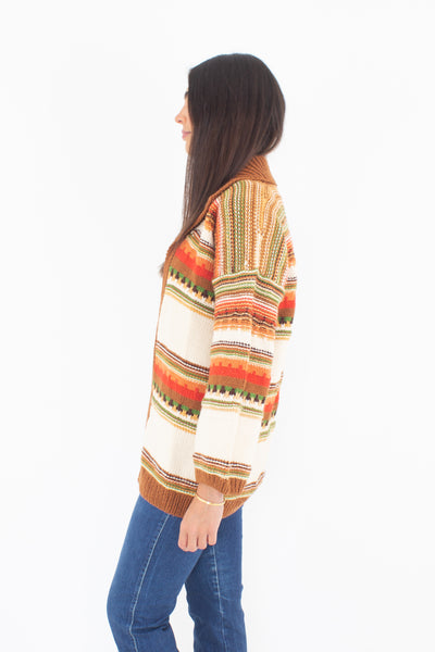 70s Knitted Boho Cardigan - Free Size