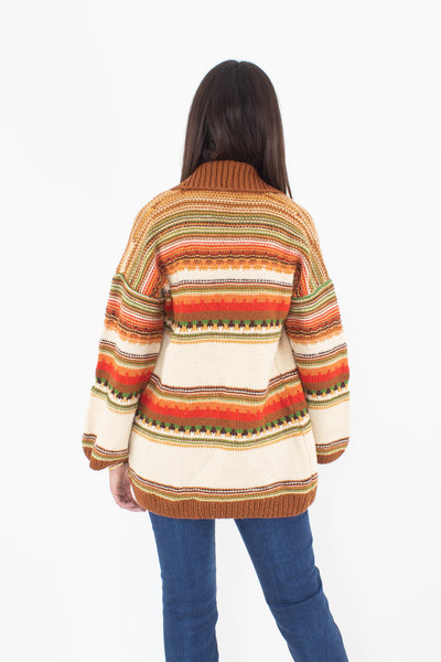 70s Knitted Boho Cardigan - Free Size