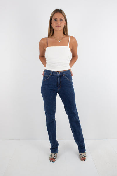 70s LEE Dark Blue Jeans - Straight Leg - Size S / 27"