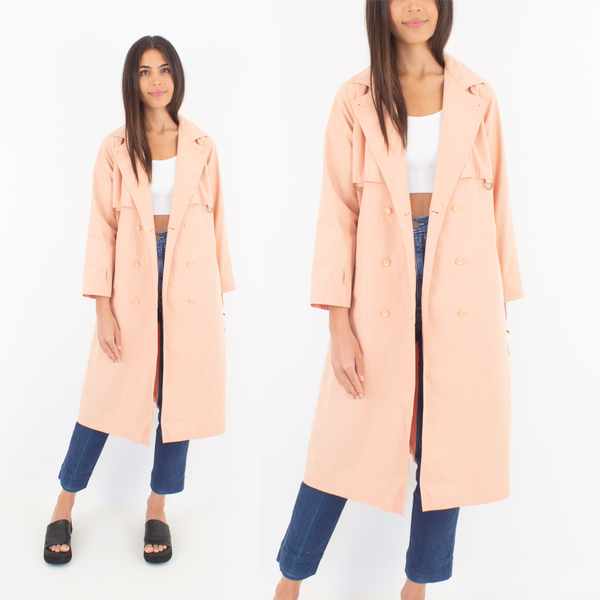 70s Peach Trench Coat - Size S/M