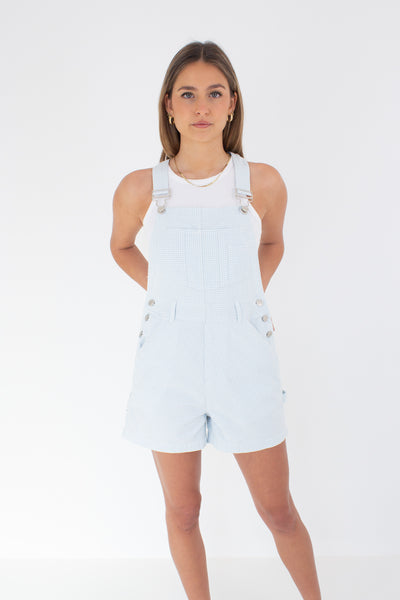 Baby Blue & White Gingham Check Overalls - 3 Sizes S, M & L