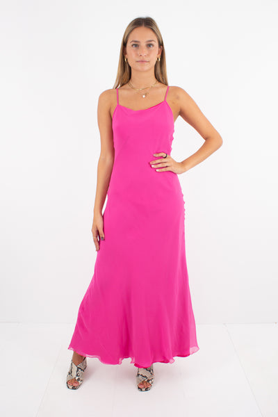 Barbie Pink Silk Maxi Dress - Size XS/S